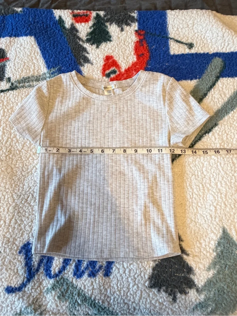 Bozzolo Light Gray Ribbed Short-Sleeve Crop Top